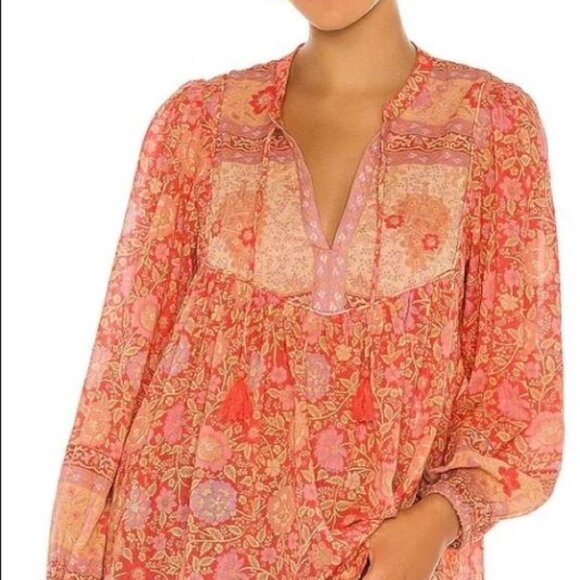 NWT Spell and the Gypsy Designs Collective Love Story Blouse Top Coral Red XS - Picture 12 of 16